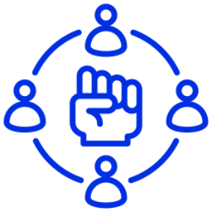 Unity symbol with fist and people icons
