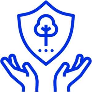 Tree symbol inside a protective shield