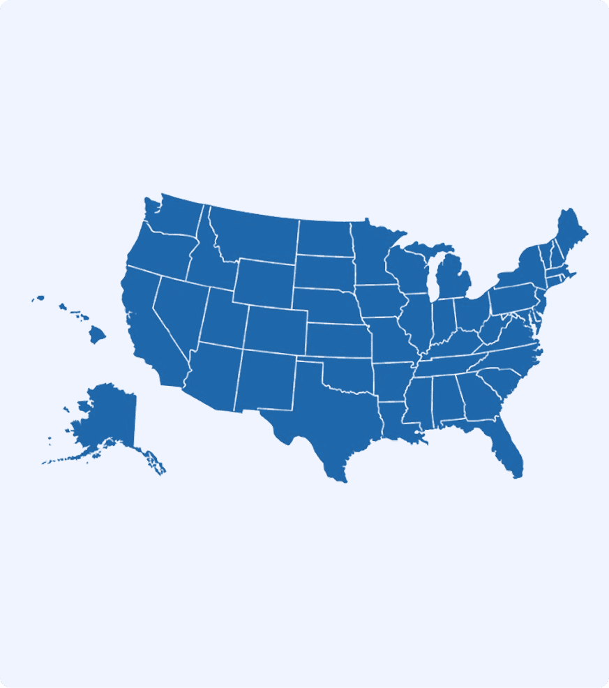 United States outlined in blue